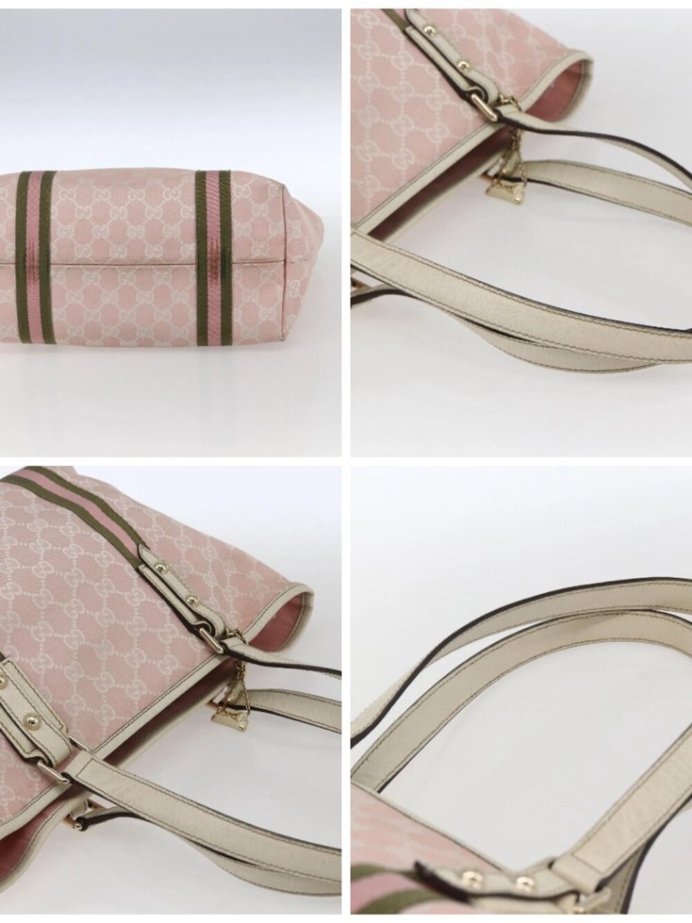 GUCCI GG Canvas Sherry Line Tote Bag Pink Gold - Picture 16 of 16